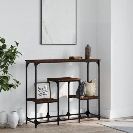 vidaXL Mesa consola de madera de ingeniería marrón roble 89,5x28x76 cm
