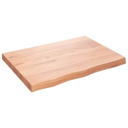 vidaXL Encimera baño madera maciza tratada marrón claro 80x60x(2-6) cm