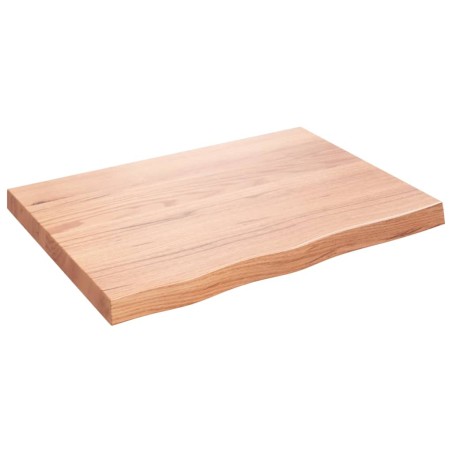 vidaXL Encimera baño madera maciza tratada marrón claro 80x60x(2-6) cm