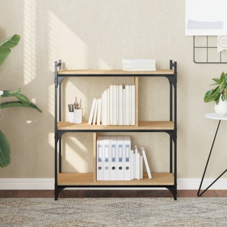 vidaXL Librería 3 estantes madera ingeniería roble Sonoma 76x32x88 cm