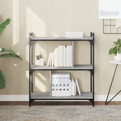 vidaXL Librería 3 estantes madera ingeniería gris Sonoma 76x32x88 cm