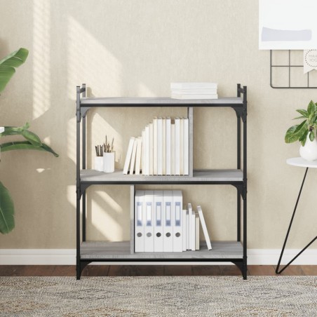 vidaXL Librería 3 estantes madera ingeniería gris Sonoma 76x32x88 cm
