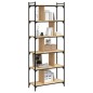 vidaXL Librería 6 estantes madera ingeniería roble Sonoma 76x32x192 cm