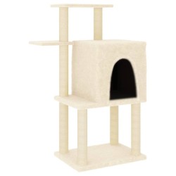 vidaXL Rascador para gatos con postes de sisal color crema 97 cm