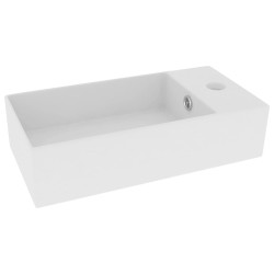 vidaXL Lavabo con rebosadero cerámica blanco mate