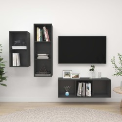 vidaXL Juego de muebles de salón 3 piezas madera ingeniería gris