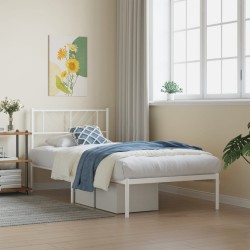 vidaXL Estructura de cama de metal con cabecero blanco 90x190 cm