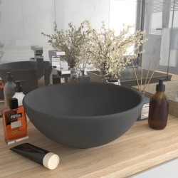 vidaXL Lavabo de lujo redondo cerámica gris oscuro mate 32,5x14 cm