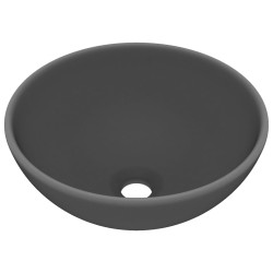 vidaXL Lavabo de lujo redondo cerámica gris oscuro mate 32,5x14 cm