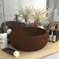 vidaXL Lavabo de lujo redondo cerámica marrón oscuro mate 40x15 cm vidaXL Lavabo de lujo redondo cerámica marrón oscuro mate 40x15 cm
