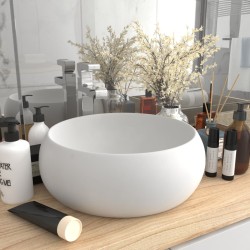 vidaXL Lavabo de lujo redondo cerámica blanco mate 40x15 cm 