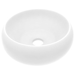 vidaXL Lavabo de lujo redondo cerámica blanco mate 40x15 cm 