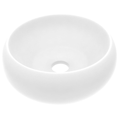 vidaXL Lavabo de lujo redondo cerámica blanco mate 40x15 cm 