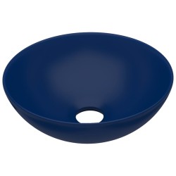 vidaXL Lavabo de cuarto de baño redondo de cerámica azul oscuro