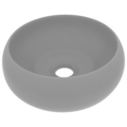 vidaXL Lavabo de lujo redondo cerámica gris claro mate 40x15 cm 