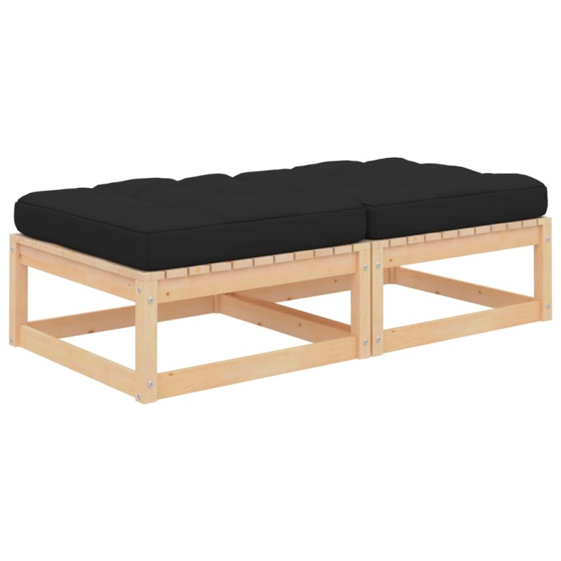 vidaXL Taburetes de jardín con cojines 2 uds madera maciza de pino vidaXL Taburetes de jardín con cojines 2 uds madera maciza de pino