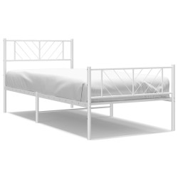vidaXL Estructura cama metal con cabecero y pie cama blanca 75x190 cm