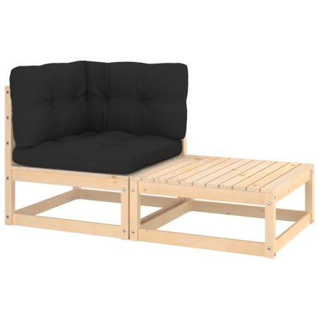 vidaXL Muebles de jardín 2 piezas con cojines madera maciza de pino