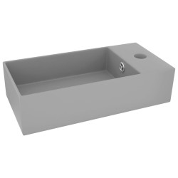 vidaXL Lavabo con rebosadero cerámica gris claro