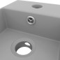 vidaXL Lavabo con rebosadero cerámica gris claro vidaXL Lavabo con rebosadero cerámica gris claro