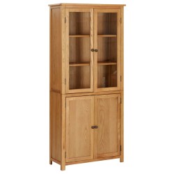 vidaXL Estantería 4 puertas madera roble macizo y cristal 80x35x180 cm