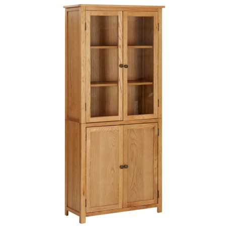 vidaXL Estantería 4 puertas madera roble macizo y cristal 80x35x180 cm