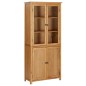 vidaXL Estantería 4 puertas madera roble macizo y cristal 80x35x180 cm vidaXL Estantería 4 puertas madera roble macizo y cristal 80x35x180 cm
