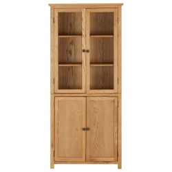vidaXL Estantería 4 puertas madera roble macizo y cristal 80x35x180 cm