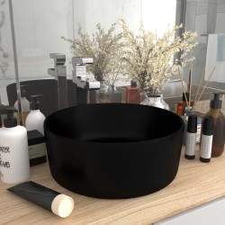 vidaXL Lavabo de lujo redondo cerámica negro mate 40x15 cm 