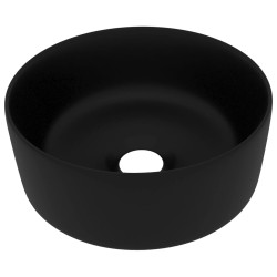 vidaXL Lavabo de lujo redondo cerámica negro mate 40x15 cm 