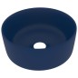 vidaXL Lavabo de lujo redondo cerámica azul oscuro mate 40x15 cm 