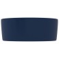 vidaXL Lavabo de lujo redondo cerámica azul oscuro mate 40x15 cm 