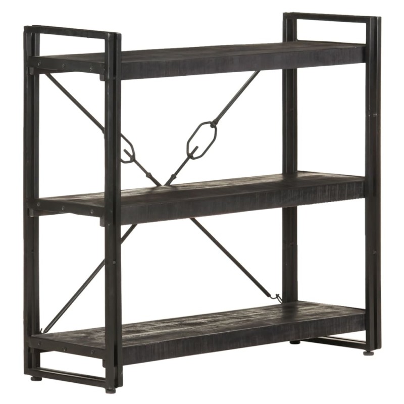 vidaXL Estantería de 3 niveles madera maciza de mango negro 90x30x80cm