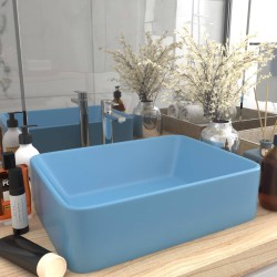 vidaXL Lavabo de lujo de cerámica azul claro mate 41x30x12 cm