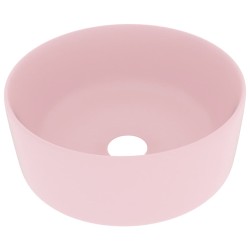vidaXL Lavabo de lujo redondo cerámica rosa mate 40x15 cm 