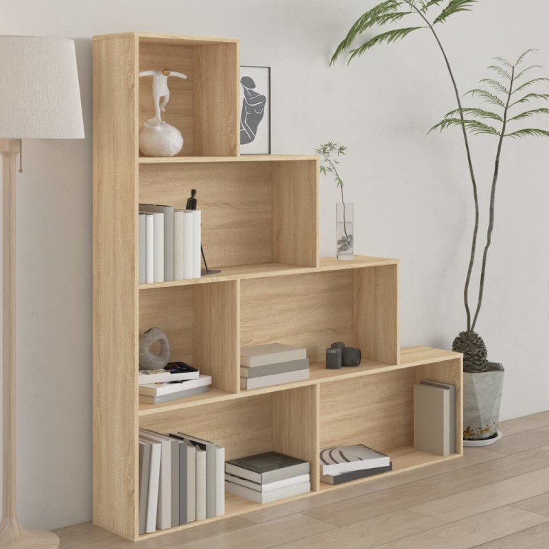 vidaXL Estantería madera contrachapada color roble Sonoma 155x24x160cm vidaXL Estantería madera contrachapada color roble Sonoma 155x24x160cm