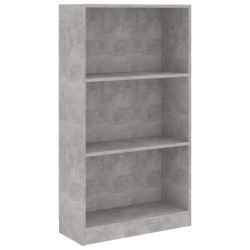 vidaXL Estantería de 3 niveles contrachapada gris hormigón 60x24x109cm