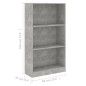 vidaXL Estantería de 3 niveles contrachapada gris hormigón 60x24x109cm vidaXL Estantería de 3 niveles contrachapada gris hormigón 60x24x109cm
