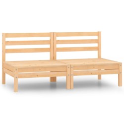 vidaXL Sofás centrales de jardín 2 unidades madera maciza de pino