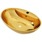 vidaXL Lavabo con rebosadero 58,5x39x21 cm cerámica dorado