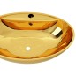 vidaXL Lavabo con rebosadero 58,5x39x21 cm cerámica dorado