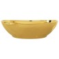 vidaXL Lavabo con rebosadero 58,5x39x21 cm cerámica dorado