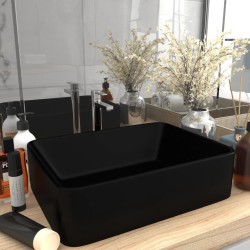 vidaXL Lavabo de lujo de cerámica negro mate 41x30x12 cm