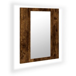 vidaXL Armario de baño con espejo LED madera roble ahumado 40x12x45 cm