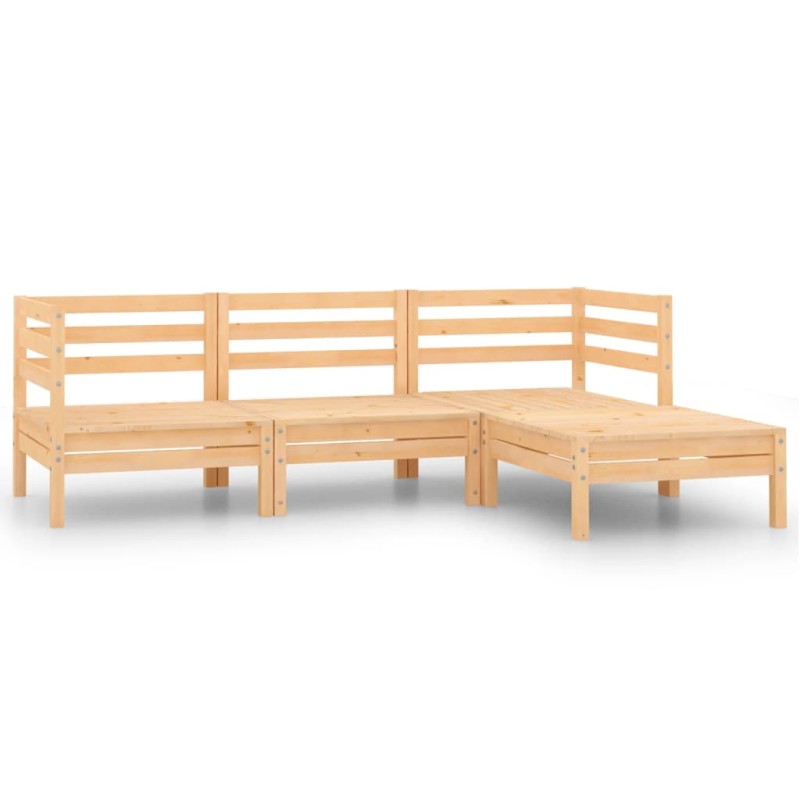 vidaXL Juego de muebles de jardín 4 piezas madera maciza de pino