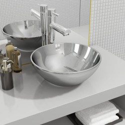 vidaXL Lavabo 32,5x14 cm cerámica plateado