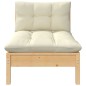 vidaXL Sofá central de jardín y cojines madera madera pino crema vidaXL Sofá central de jardín y cojines madera madera pino crema