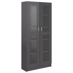 vidaXL Vitrina de madera contrachapada gris brillo 82,5x30,5x185,5 cm