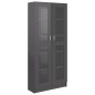 vidaXL Vitrina de madera contrachapada gris brillo 82,5x30,5x185,5 cm vidaXL Vitrina de madera contrachapada gris brillo 82,5x30,5x185,5 cm