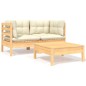 vidaXL Muebles de jardín 3 piezas madera maciza pino con cojines crema vidaXL Muebles de jardín 3 piezas madera maciza pino con cojines crema